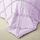 8 Pcs Cross Ruffled Purple Bed Sheet Set (Quilt, Pillow & Cushion Covers)